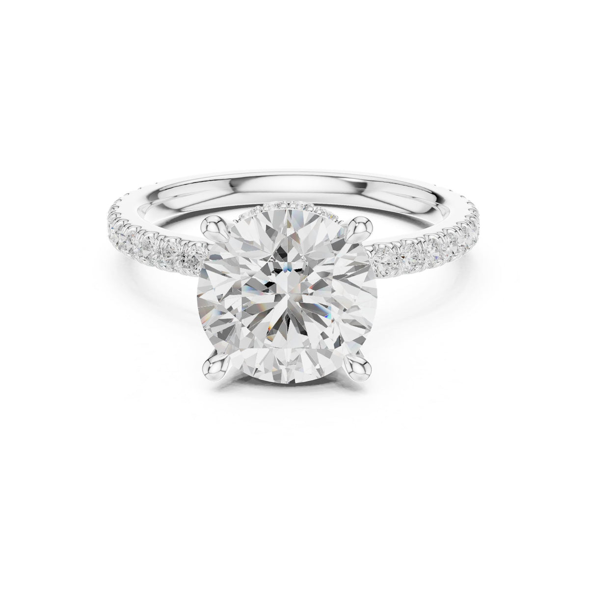 Round Hidden Halo Lab Grown Diamond Engagement Ring