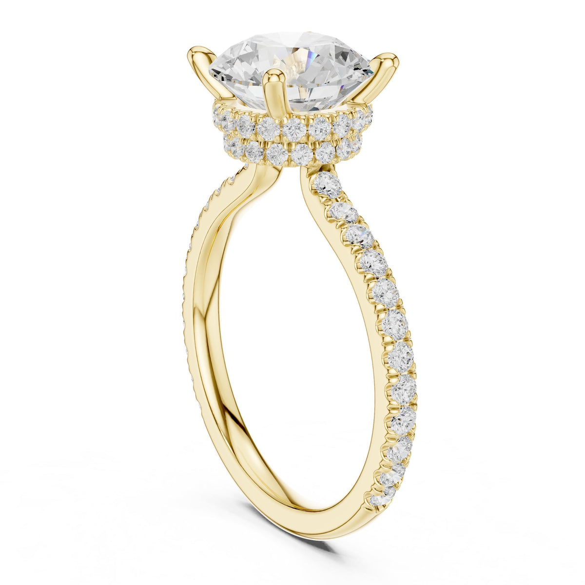 Round Hidden Halo Lab Grown Diamond Engagement Ring