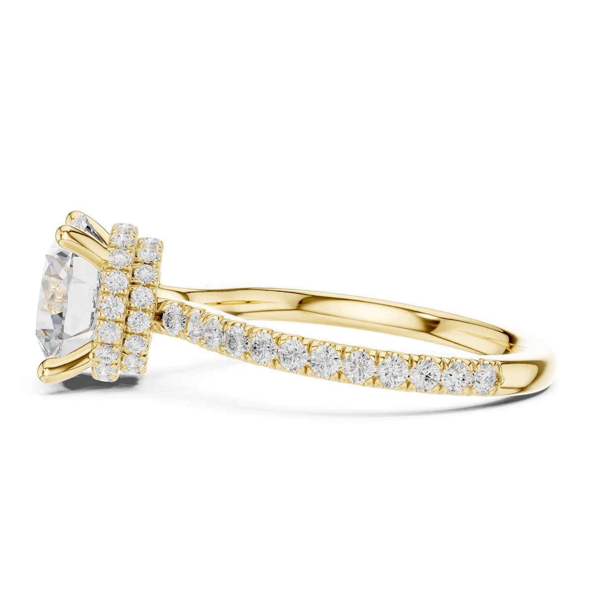 Round Hidden Halo Lab Grown Diamond Engagement Ring