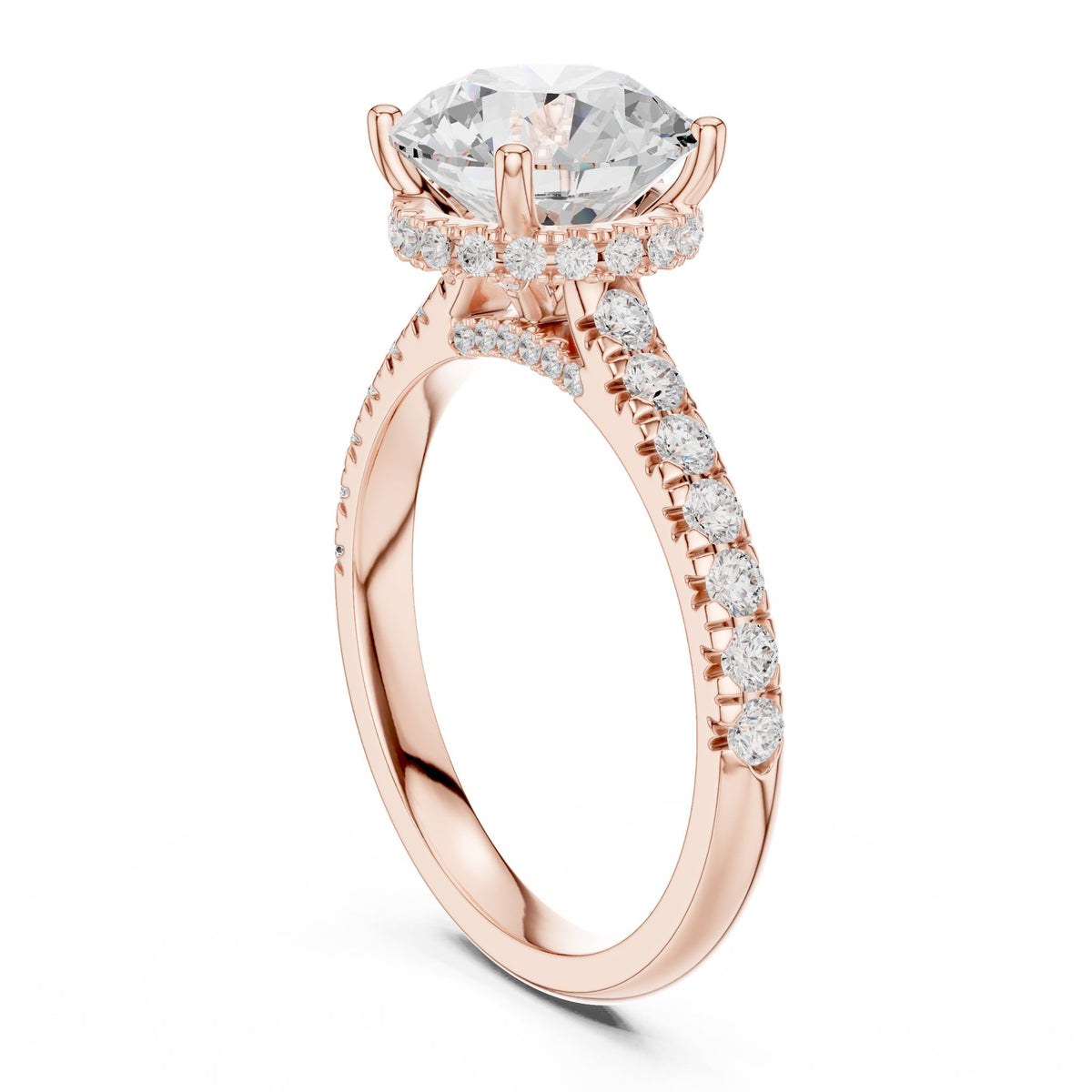 Round Hidden Halo Lab Grown Diamond Engagement Ring
