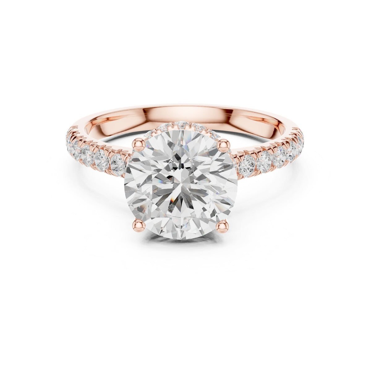 Round Hidden Halo Lab Grown Diamond Engagement Ring