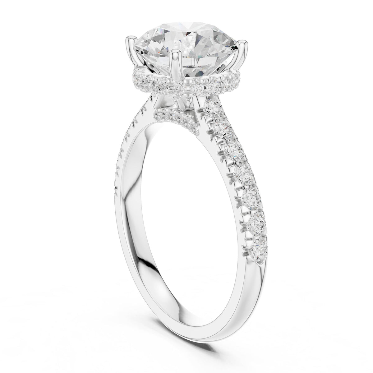 Round Hidden Halo Lab Grown Diamond Engagement Ring