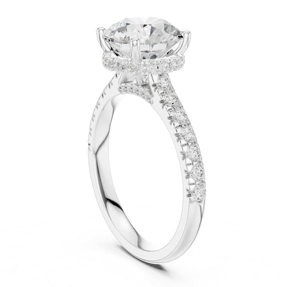 Round Hidden Halo Lab Grown Diamond Engagement Ring