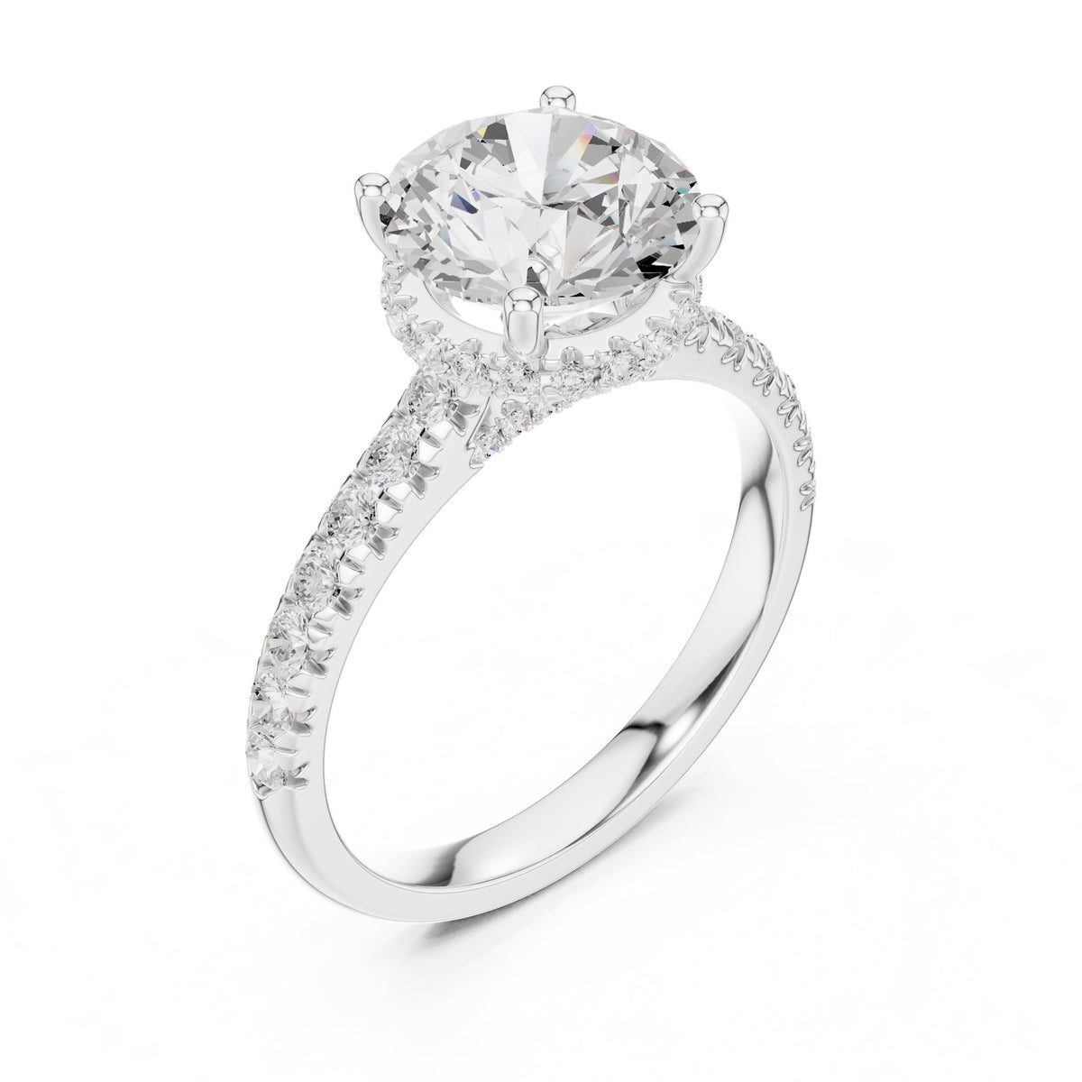Round Hidden Halo Lab Grown Diamond Engagement Ring