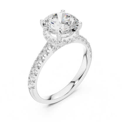 Round Hidden Halo Lab Grown Diamond Engagement Ring