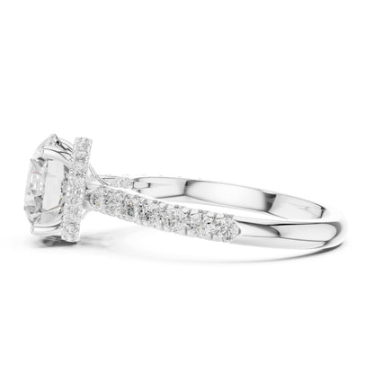 Round Hidden Halo Lab Grown Diamond Engagement Ring