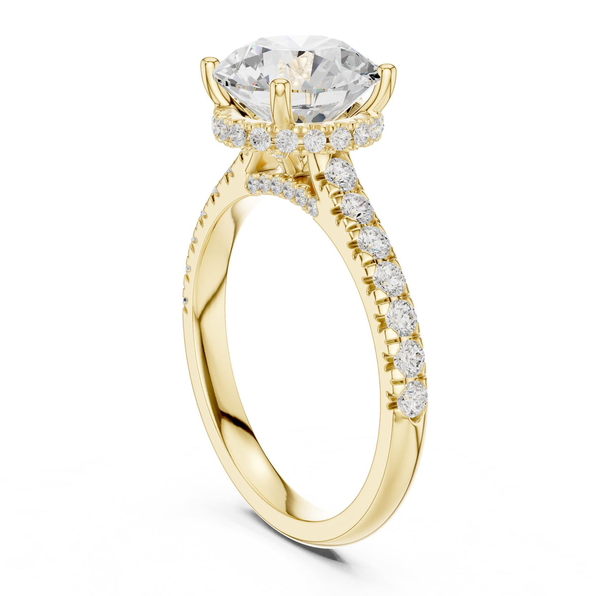 Round Hidden Halo Lab Grown Diamond Engagement Ring