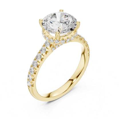 Round Hidden Halo Lab Grown Diamond Engagement Ring