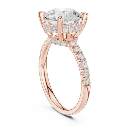 Round Hidden Halo Lab Grown Diamond Engagement Ring