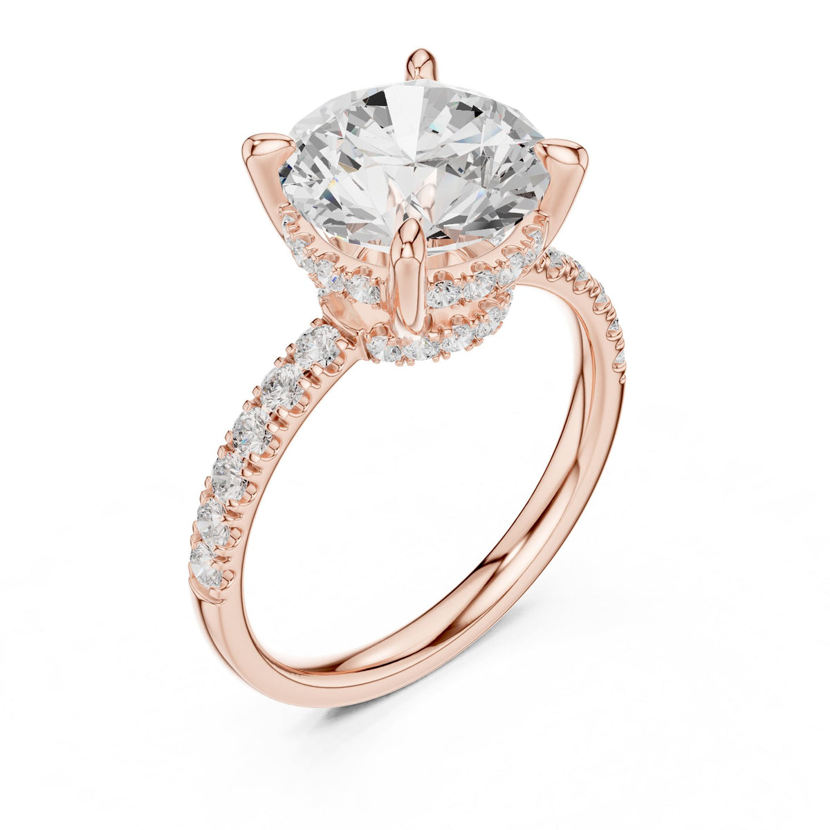 Round Hidden Halo Lab Grown Diamond Engagement Ring