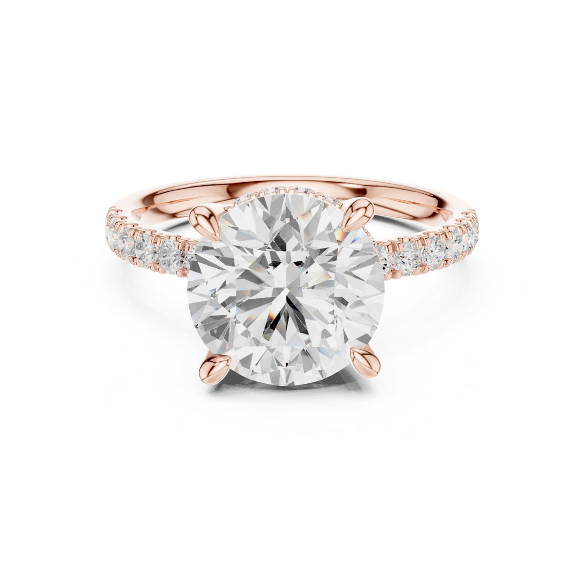 Round Hidden Halo Lab Grown Diamond Engagement Ring