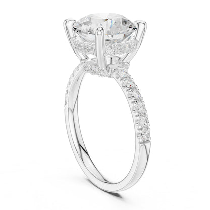 Round Hidden Halo Lab Grown Diamond Engagement Ring