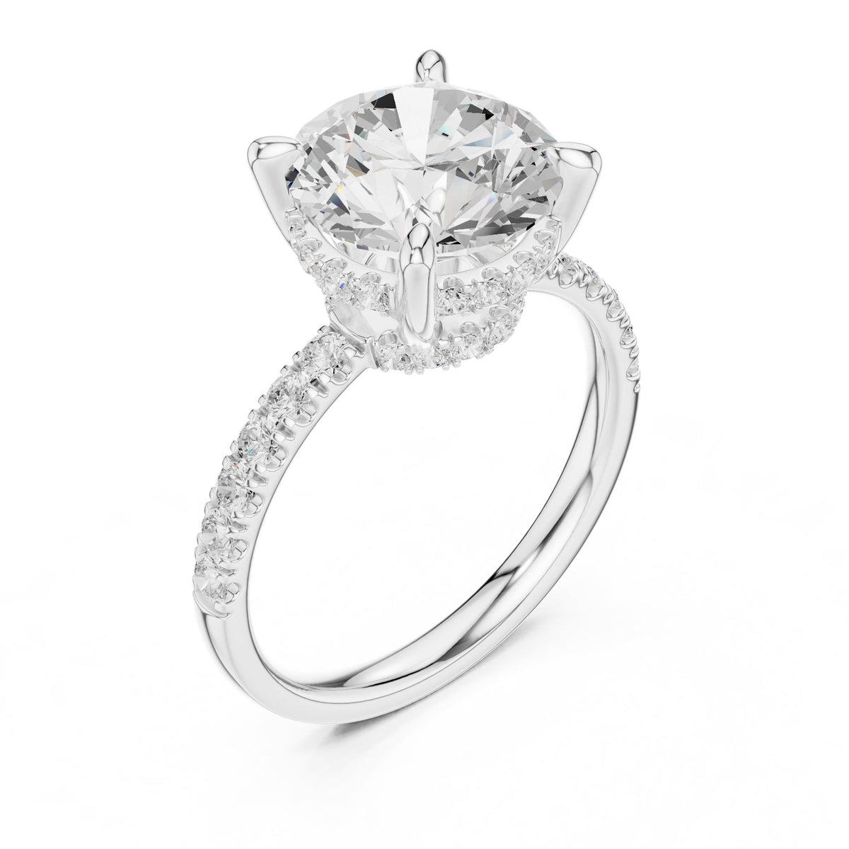 Round Hidden Halo Lab Grown Diamond Engagement Ring