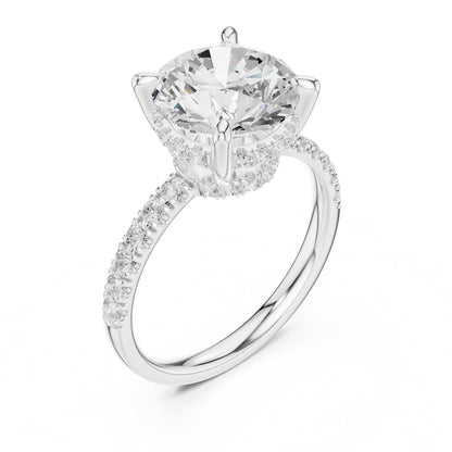 Round Hidden Halo Lab Grown Diamond Engagement Ring