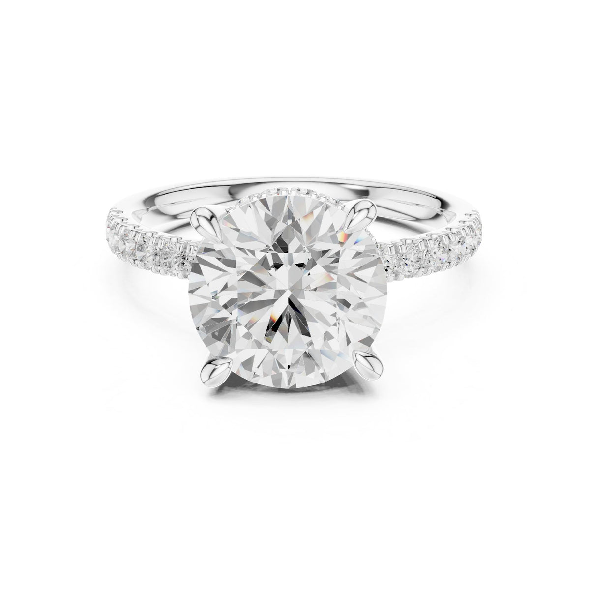 Round Hidden Halo Lab Grown Diamond Engagement Ring