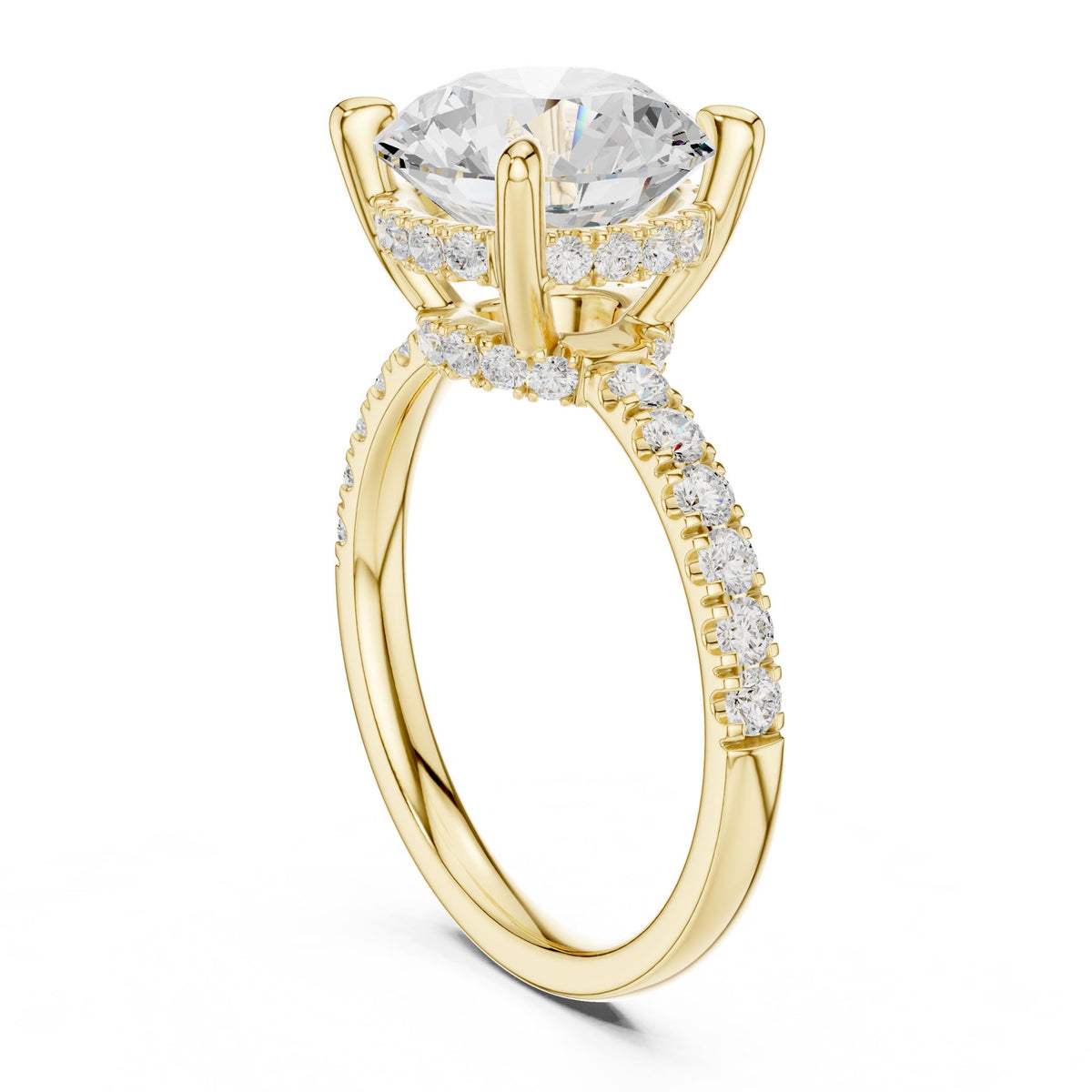 Round Hidden Halo Lab Grown Diamond Engagement Ring