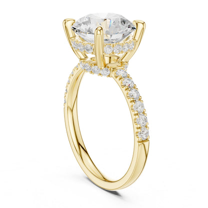 Round Hidden Halo Lab Grown Diamond Engagement Ring