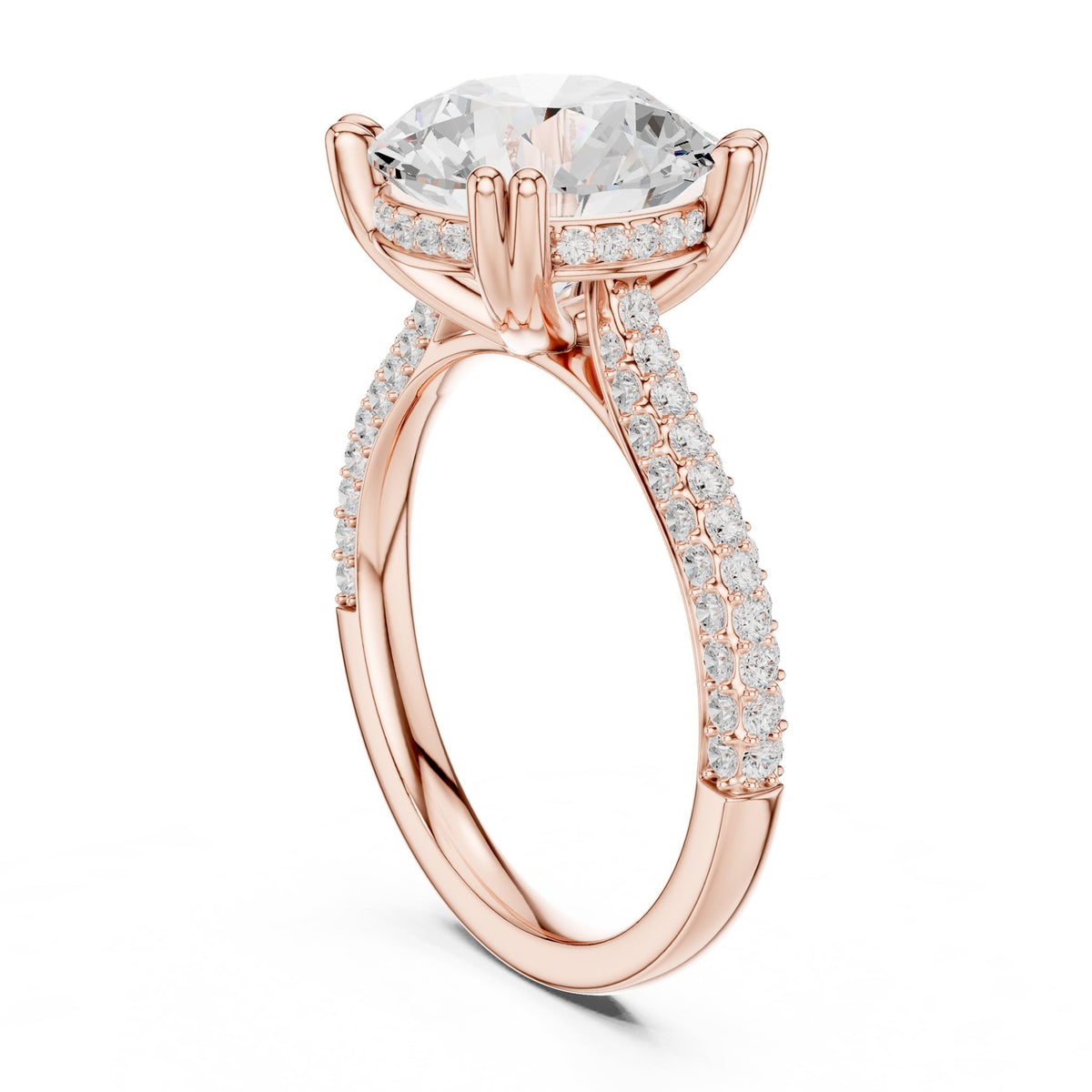 Round Hidden Halo Lab Grown Diamond Engagement Ring