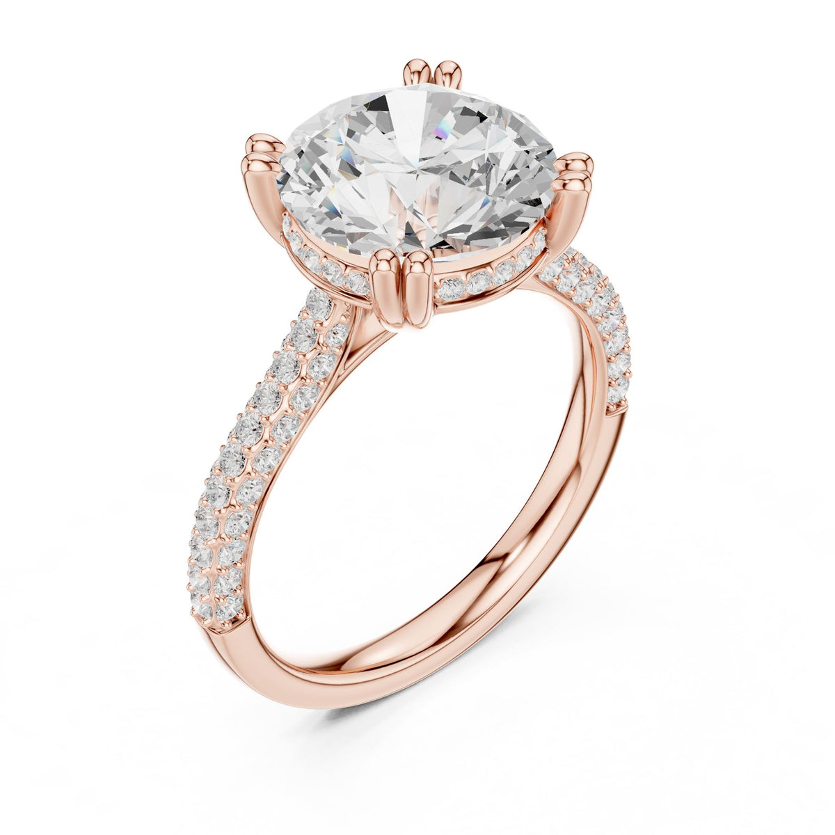 Round Hidden Halo Lab Grown Diamond Engagement Ring