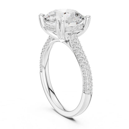 Round Hidden Halo Lab Grown Diamond Engagement Ring