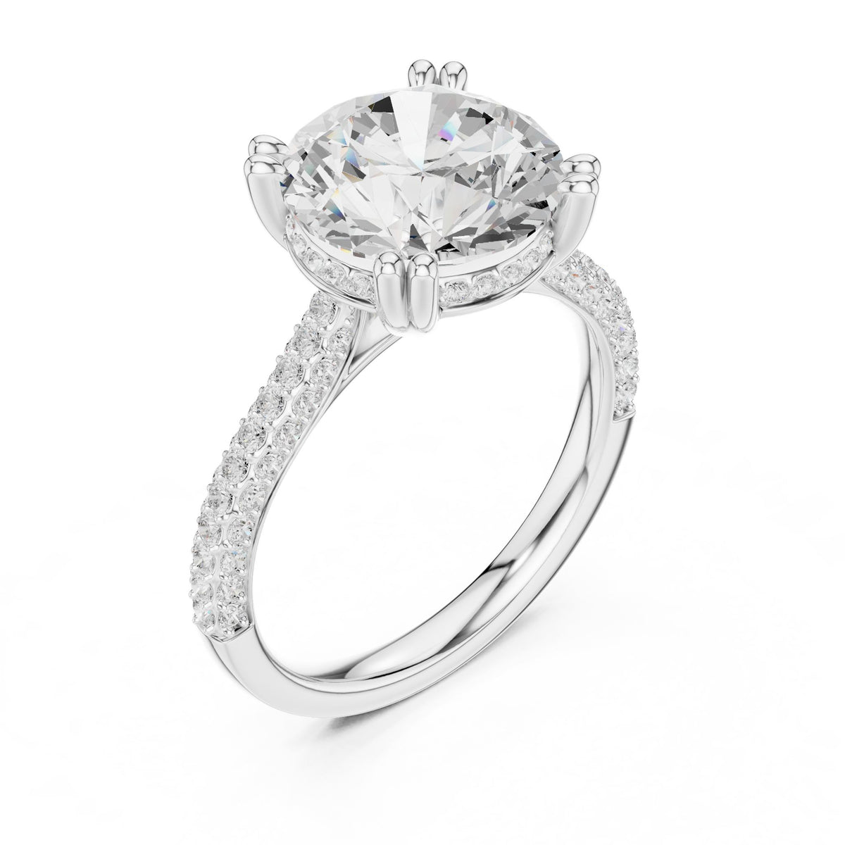 Round Hidden Halo Lab Grown Diamond Engagement Ring