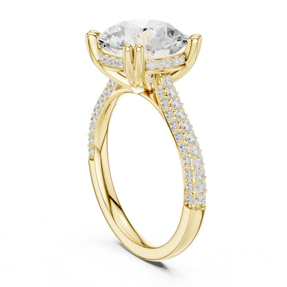 Round Hidden Halo Lab Grown Diamond Engagement Ring