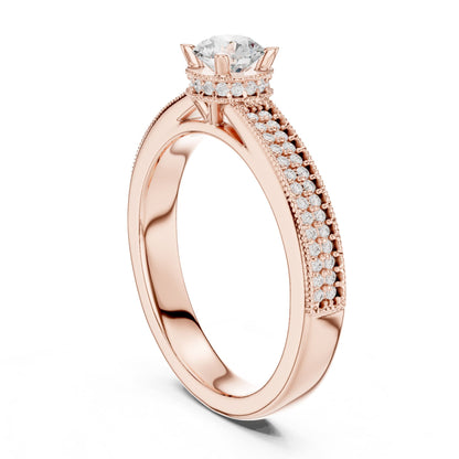 Round Hidden Halo Lab Grown Diamond Engagement Ring