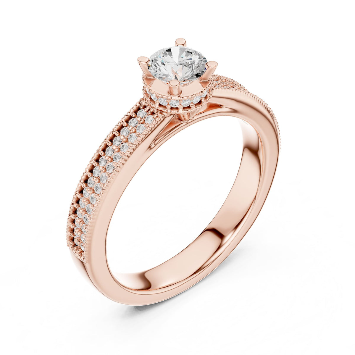 Round Hidden Halo Lab Grown Diamond Engagement Ring