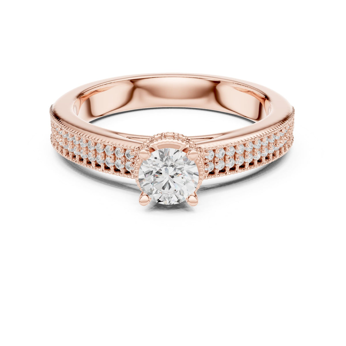 Round Hidden Halo Lab Grown Diamond Engagement Ring