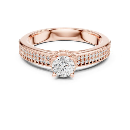 Round Hidden Halo Lab Grown Diamond Engagement Ring