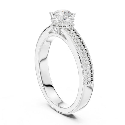 Round Hidden Halo Lab Grown Diamond Engagement Ring