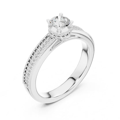 Round Hidden Halo Lab Grown Diamond Engagement Ring
