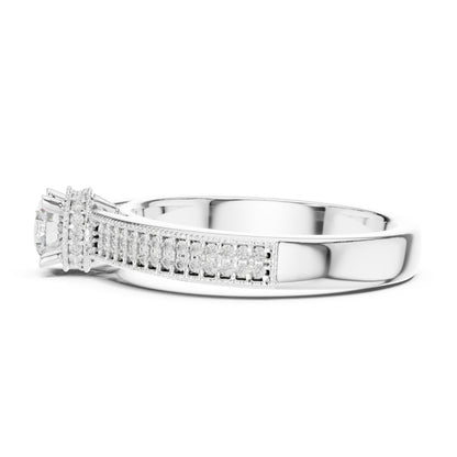 Round Hidden Halo Lab Grown Diamond Engagement Ring