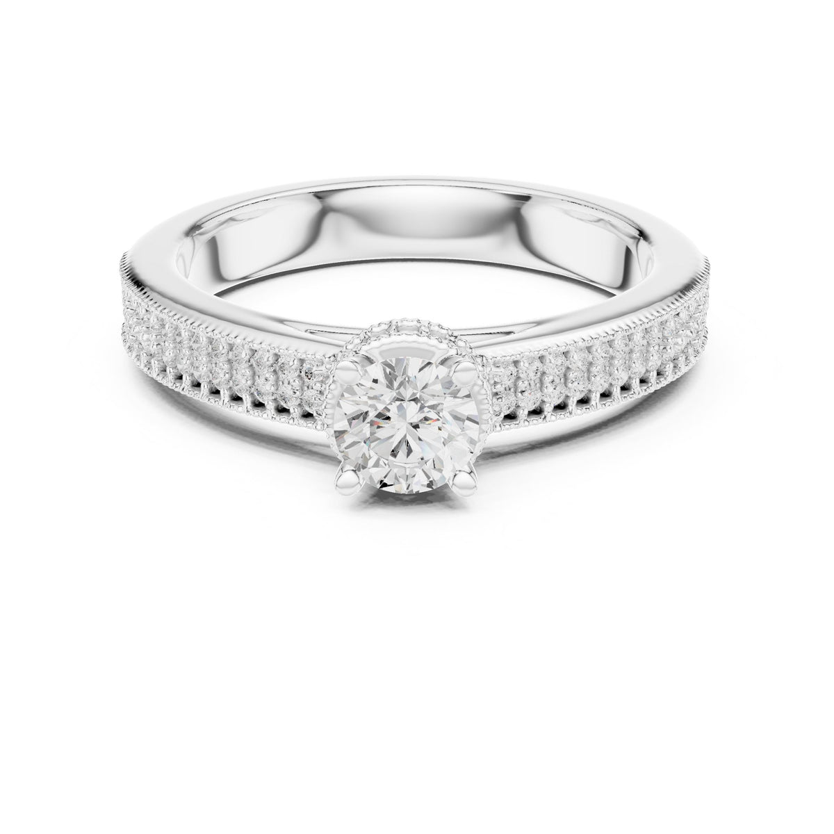 Round Hidden Halo Lab Grown Diamond Engagement Ring