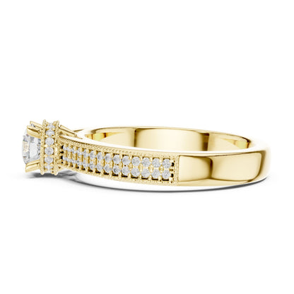 Round Hidden Halo Lab Grown Diamond Engagement Ring