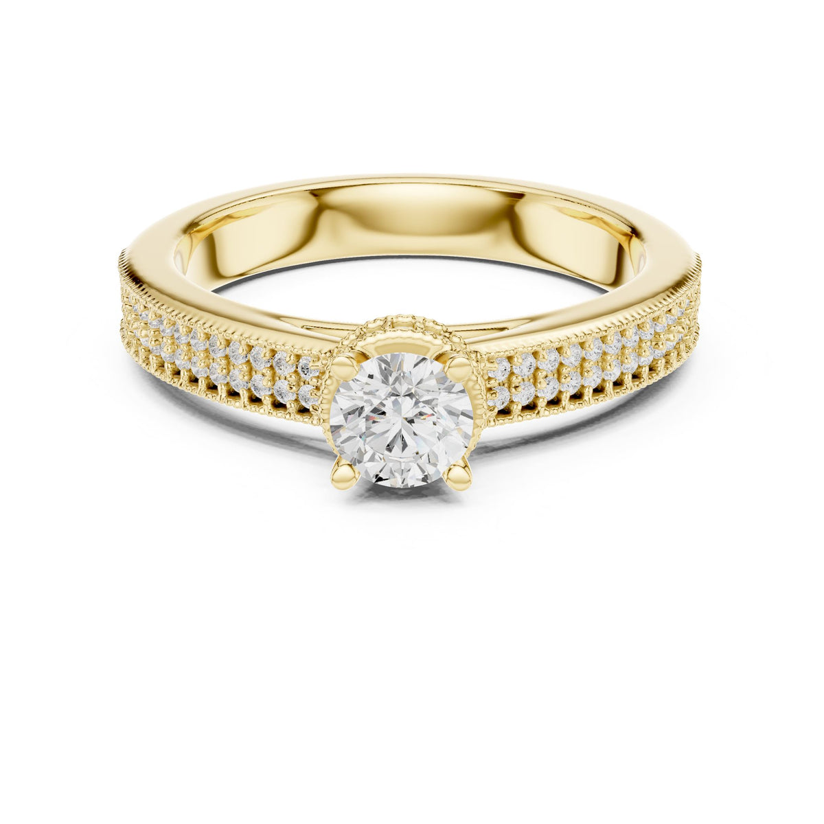 Round Hidden Halo Lab Grown Diamond Engagement Ring