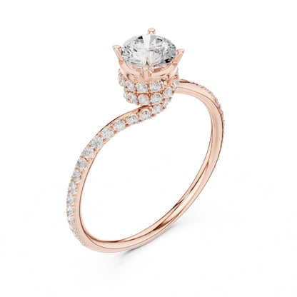 Round Hidden Halo Lab Grown Diamond Engagement Ring