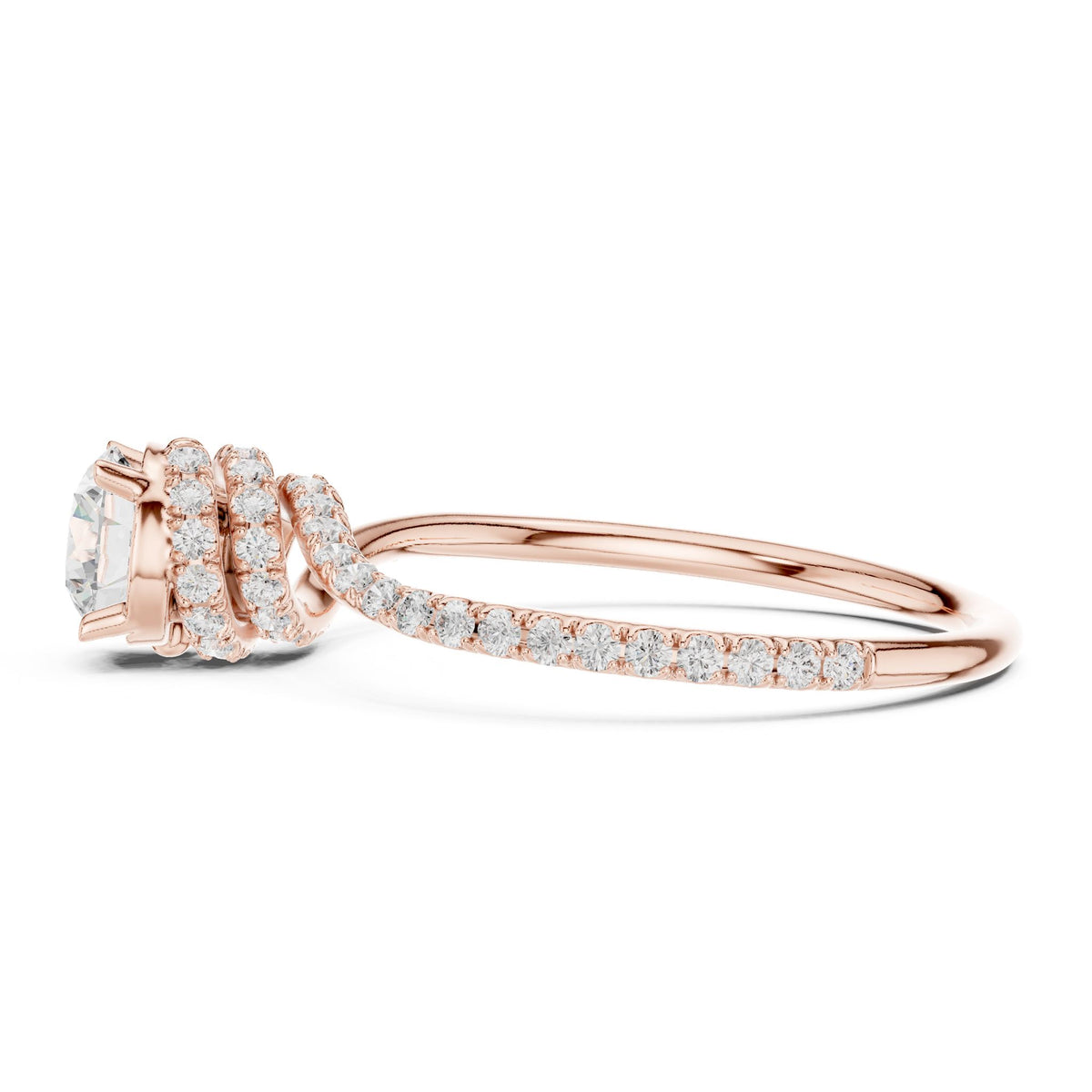 Round Hidden Halo Lab Grown Diamond Engagement Ring
