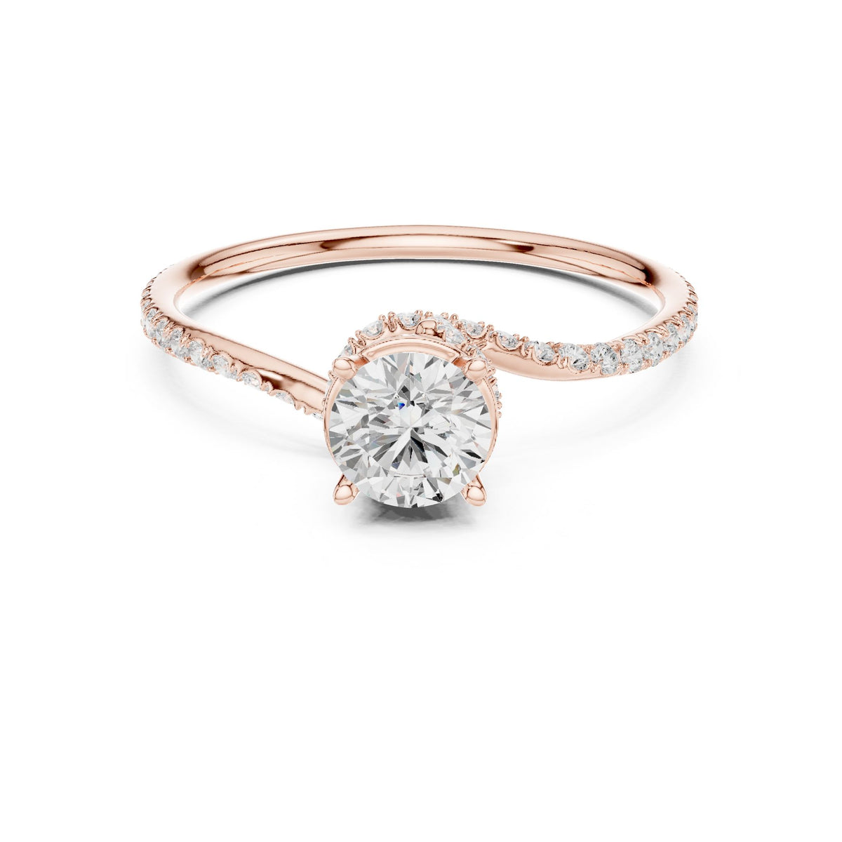 Round Hidden Halo Lab Grown Diamond Engagement Ring