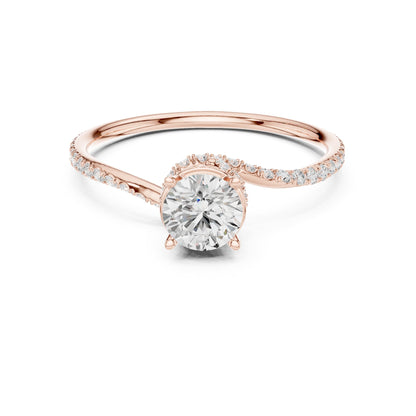 Round Hidden Halo Lab Grown Diamond Engagement Ring