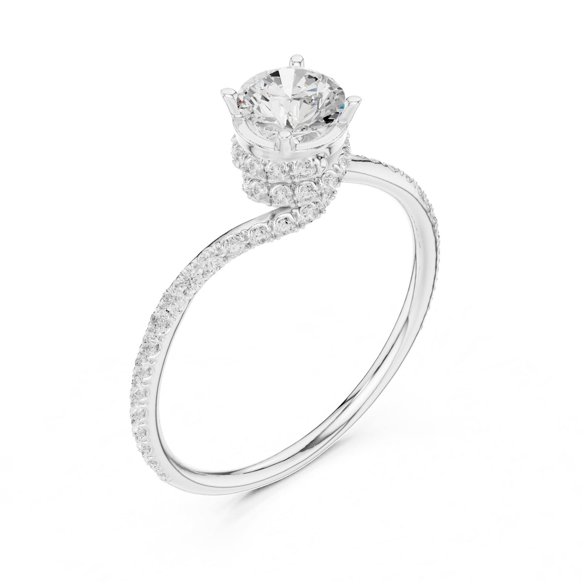 Round Hidden Halo Lab Grown Diamond Engagement Ring