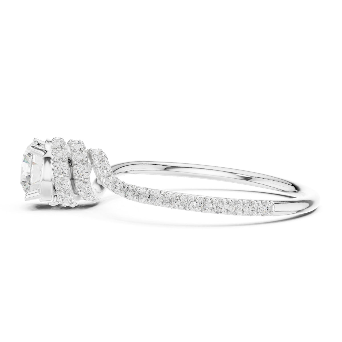 Round Hidden Halo Lab Grown Diamond Engagement Ring