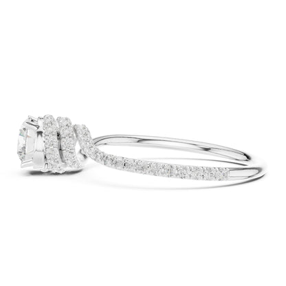 Round Hidden Halo Lab Grown Diamond Engagement Ring
