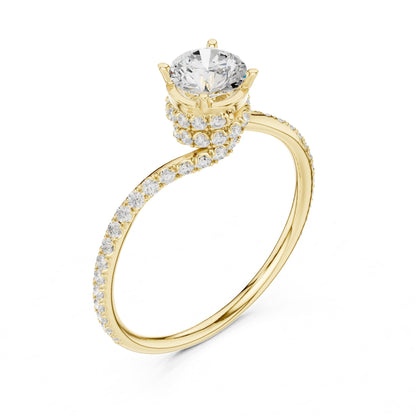 Round Hidden Halo Lab Grown Diamond Engagement Ring