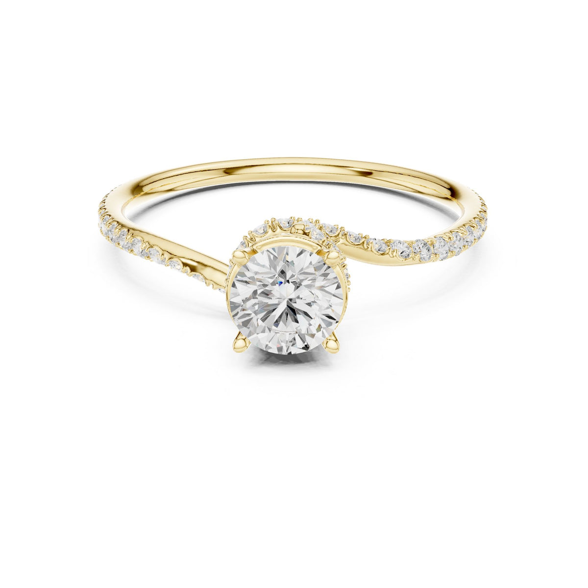 Round Hidden Halo Lab Grown Diamond Engagement Ring