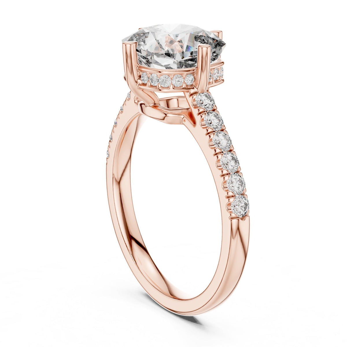 Round Hidden Halo Lab Grown Diamond Engagement Ring