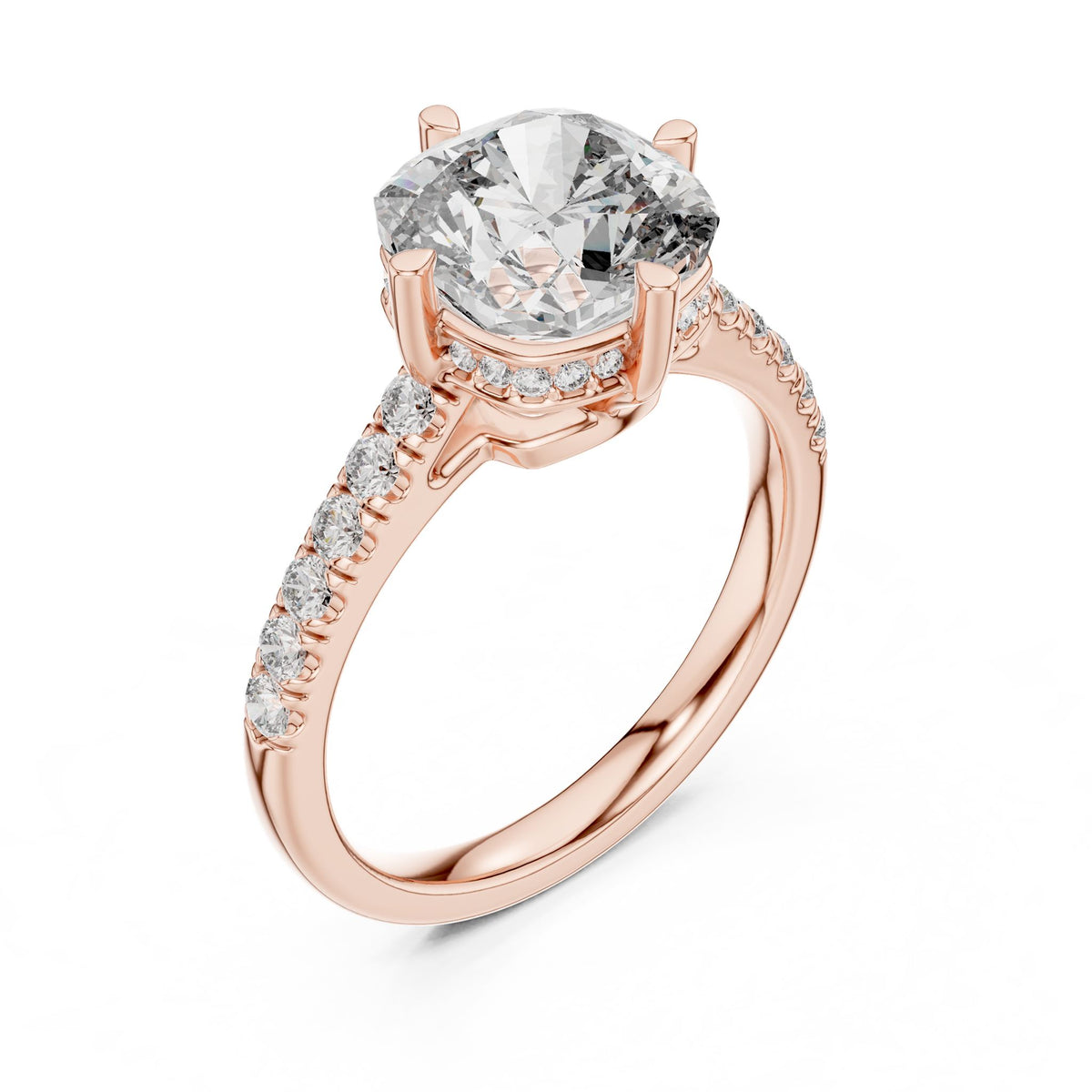 Round Hidden Halo Lab Grown Diamond Engagement Ring