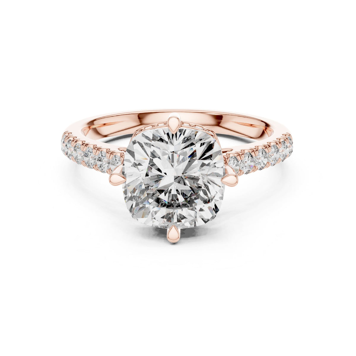 Round Hidden Halo Lab Grown Diamond Engagement Ring
