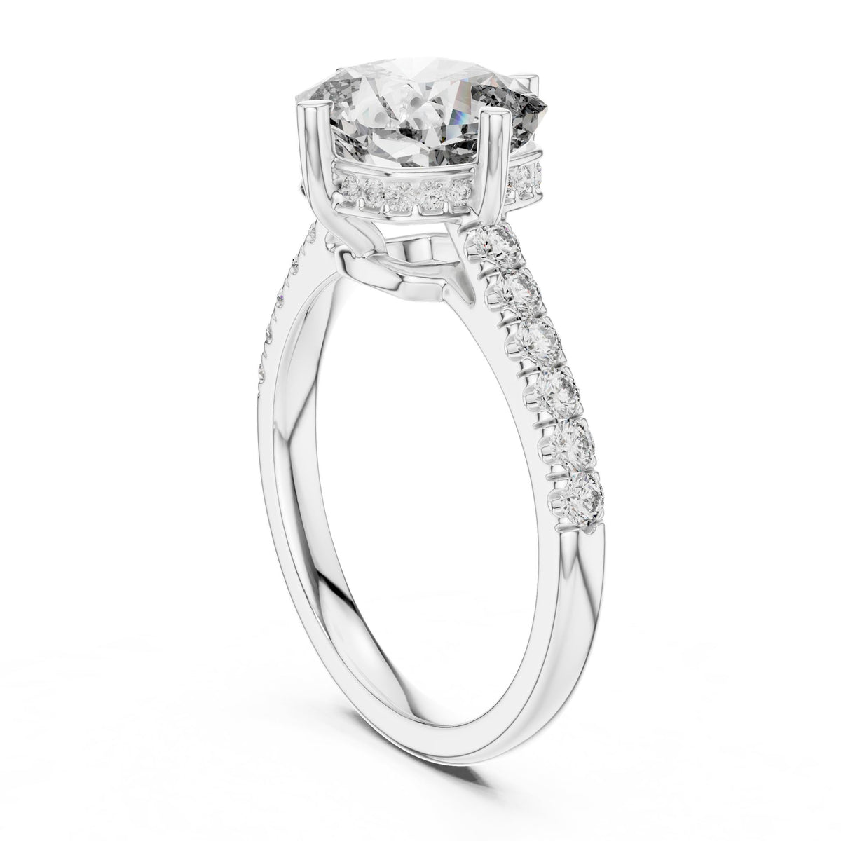 Round Hidden Halo Lab Grown Diamond Engagement Ring