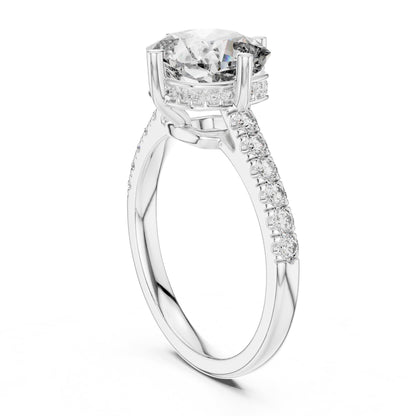 Round Hidden Halo Lab Grown Diamond Engagement Ring